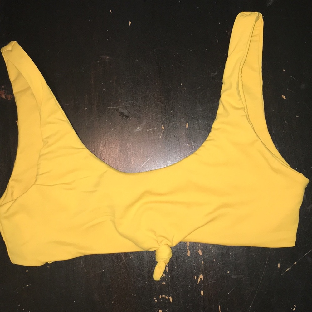 Yellow knot bathing suit top